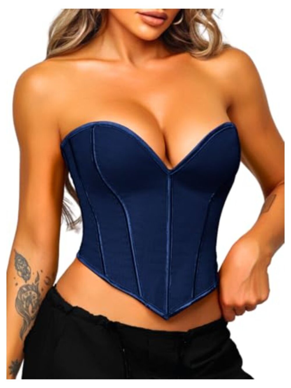 Heart Corset Crop Top Strapless Overbust Bustier Going Out